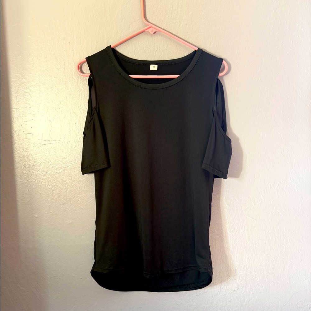 Black strap sleeve top